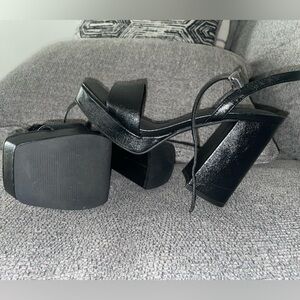 Black OPEN EDIT Noella Ankle strap platform sandal/ size 7/ great condition